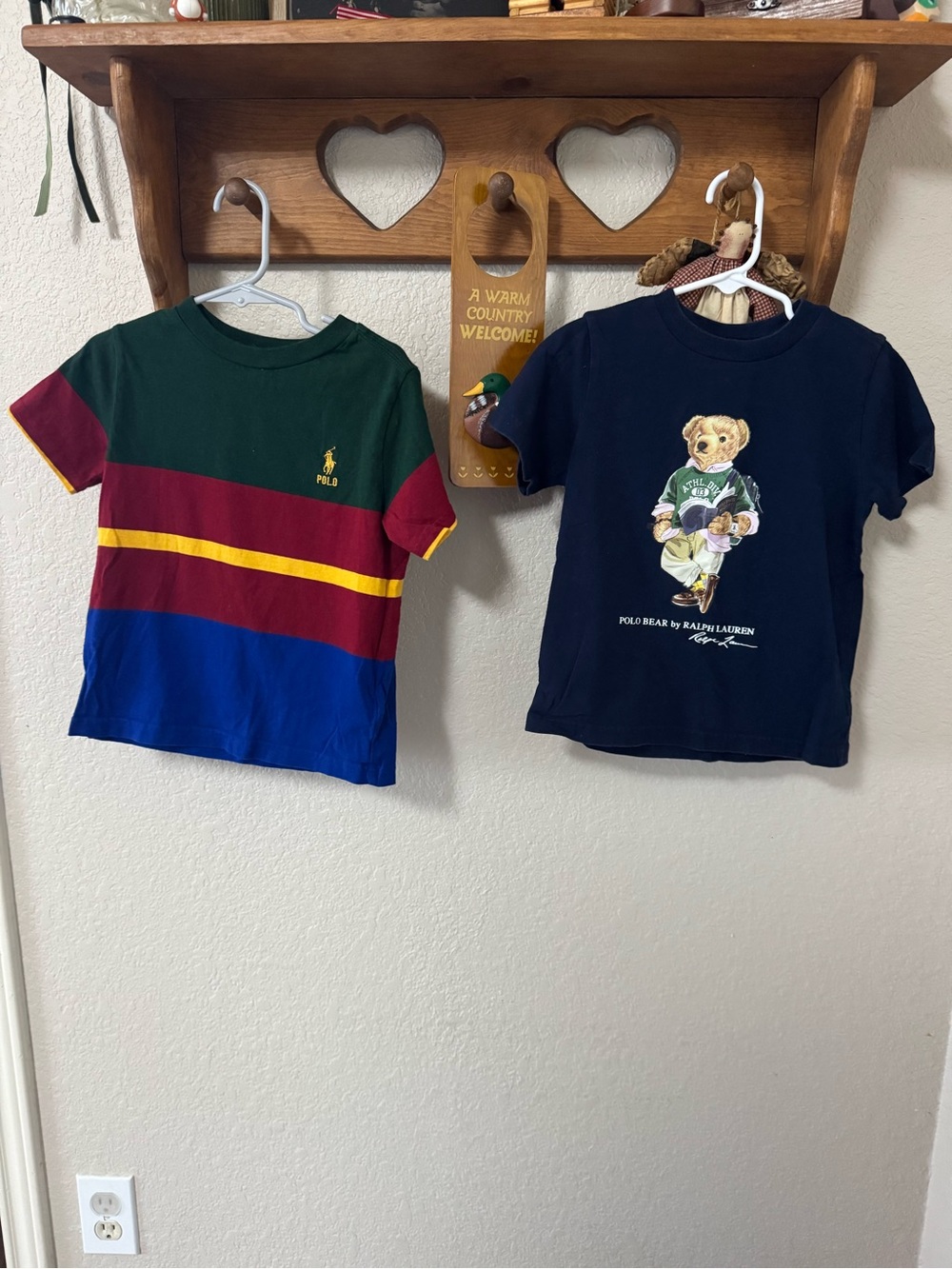 Polo by Ralph Lauren Navy Polo Bear Tee & Multicolor Striped Tee Kids Bundle 3T